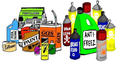 cans, bottles of household hazardous waste clickable